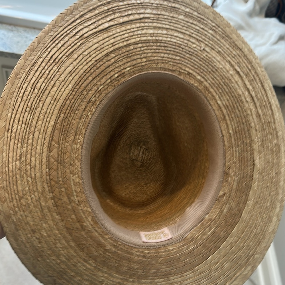 Sunshine Tienda Wide-Brim Straw Sun Hat with Colorblock Band - Natural - Picture 9 of 10